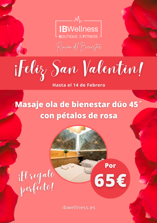 Feliz San Valentín - Masaje ola de bienestar dúo con pétalos de rosa 45´